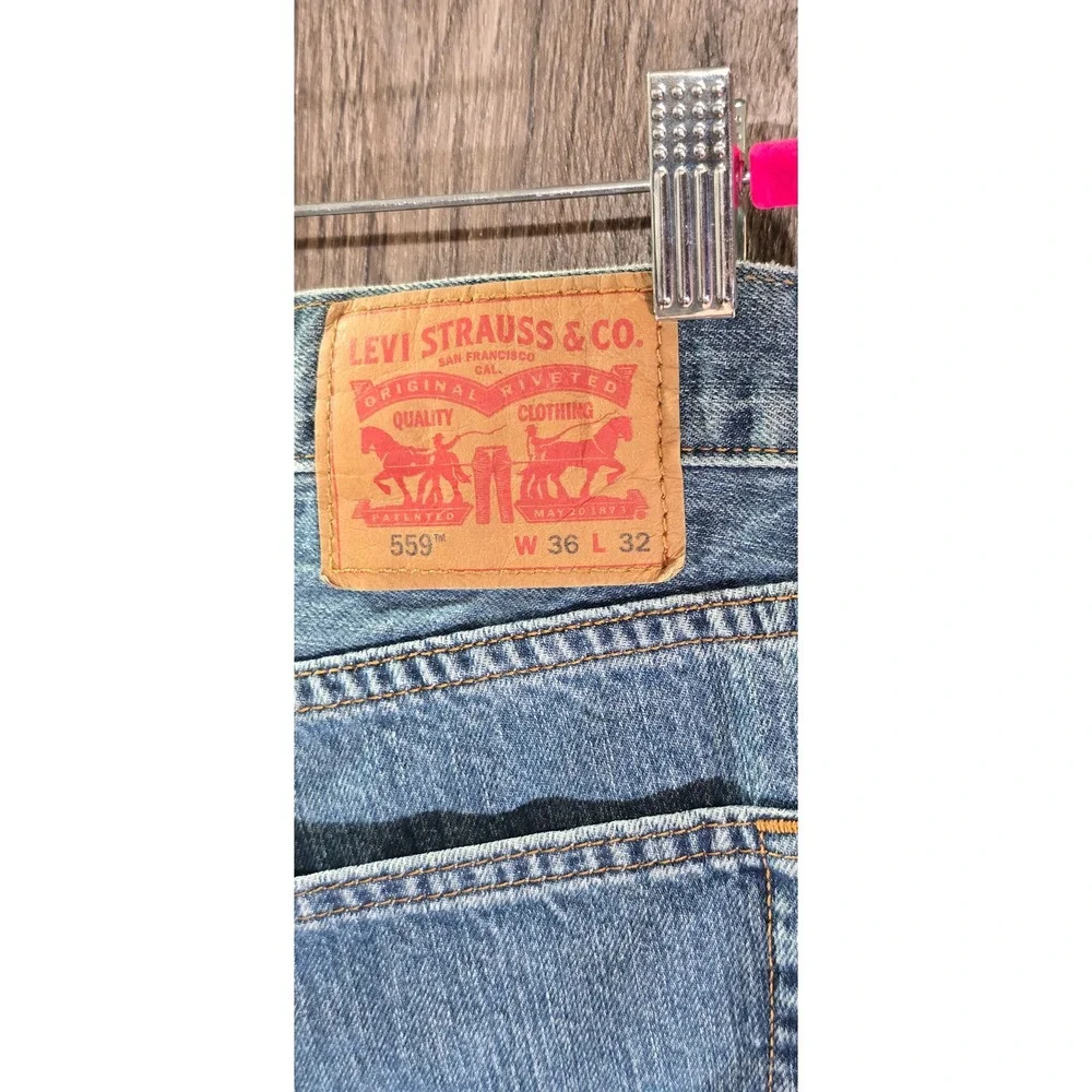 Levi's 559 Relaxed Straight Denim Blue jeans Mens Tag Sz 36x32 Measures 36x30‎